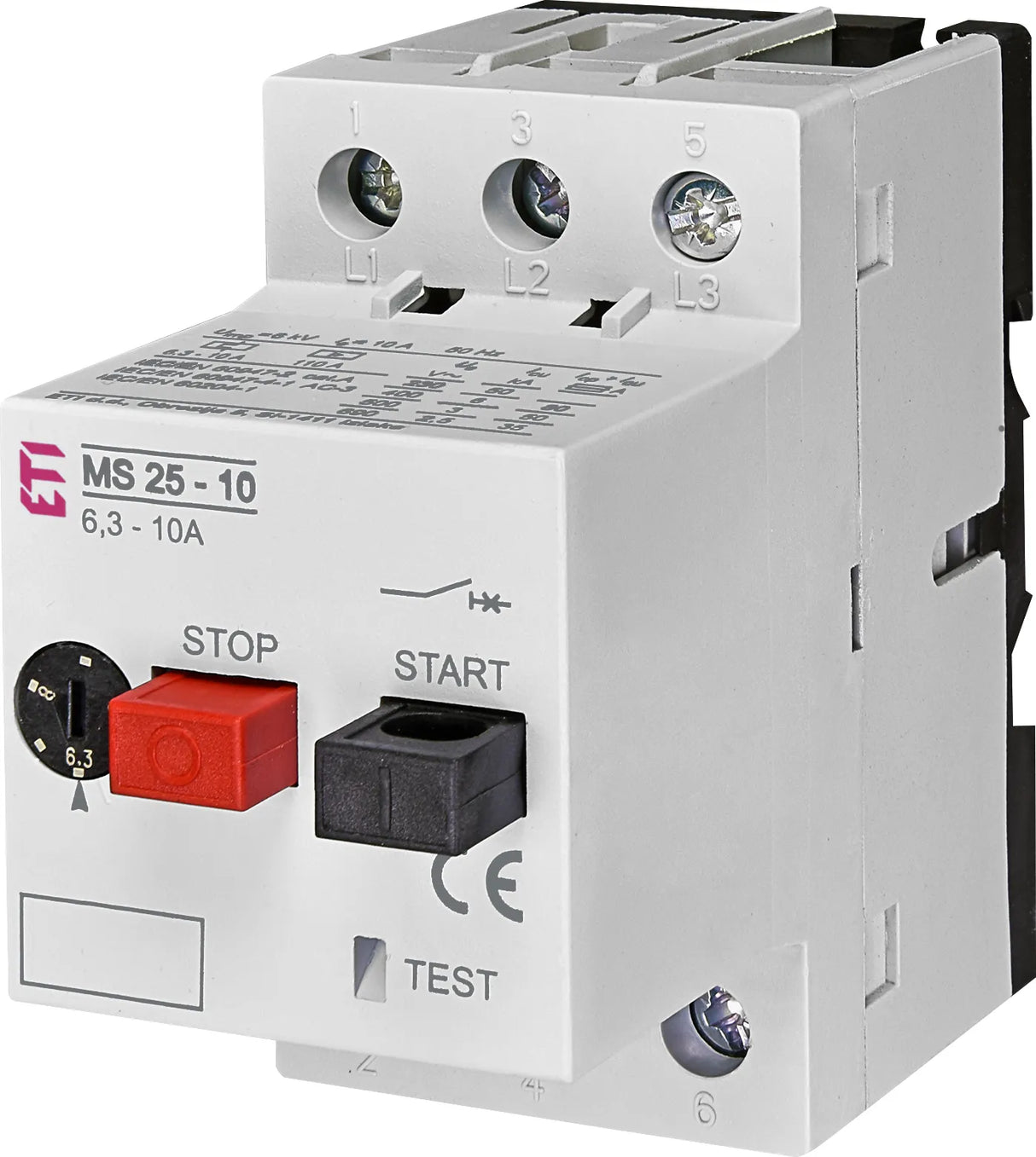 ETI Motorschutzschalter 3p 6,3-10A Einb MS25-10 400-690V IP20 thermomagnetisch
