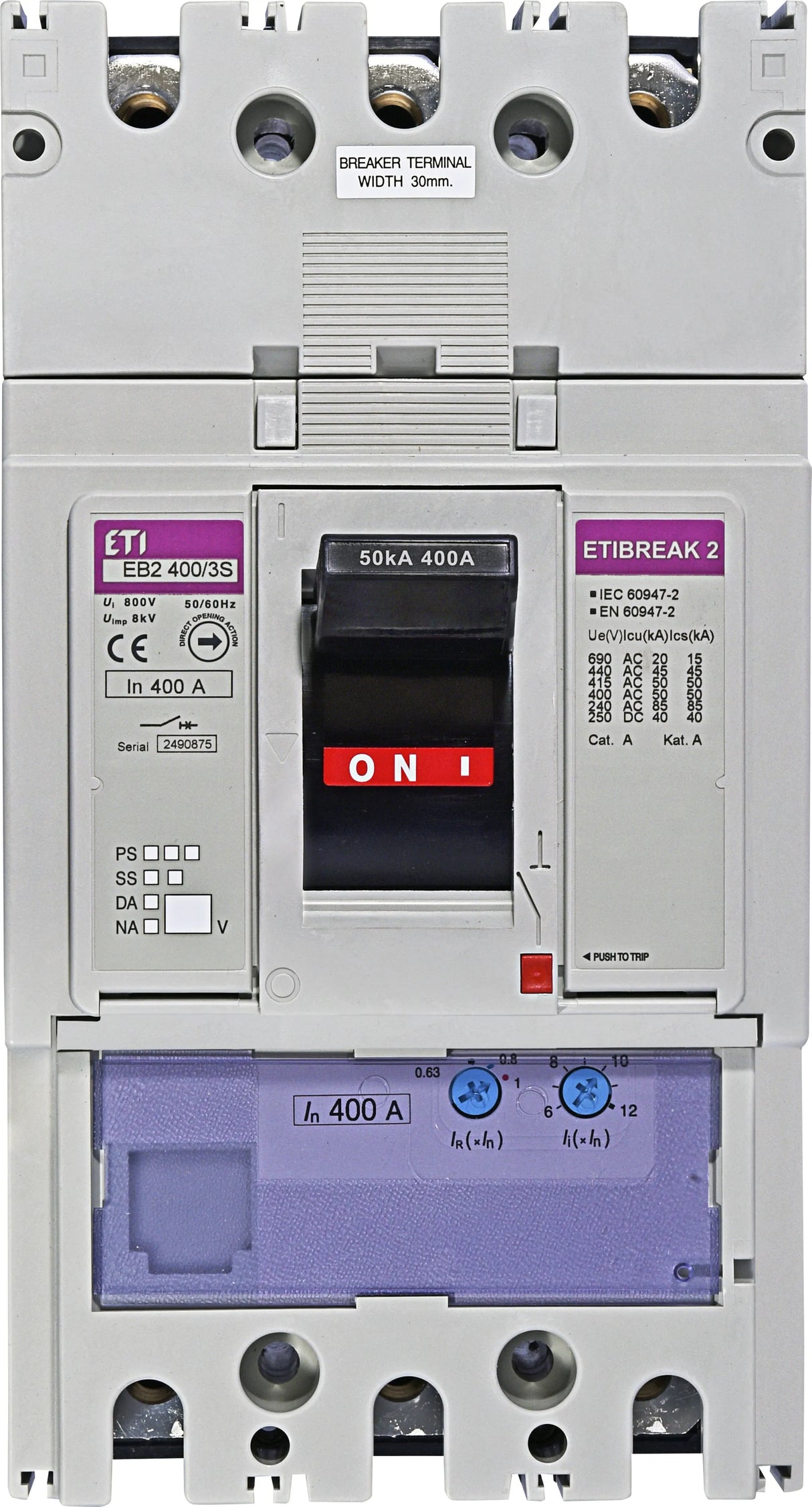 ETI Leistungsschalter 400A 3p IP20 Einb EB2 400/3S 400A 3p 160-400A/In