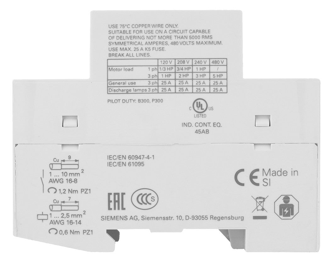SIEMENS Installationsschütz 24A 24V/UC 5TT5030-2 400V/AC 4S 2TE