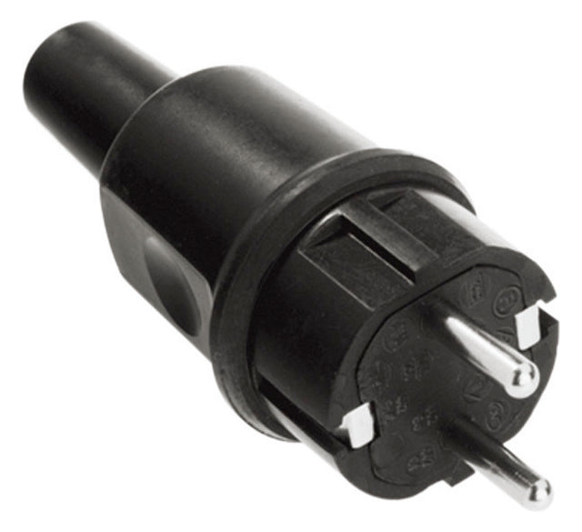 BACHMANN Schutzkontaktstecker 16A 250V 913.173 Gummi IP44 sw ger