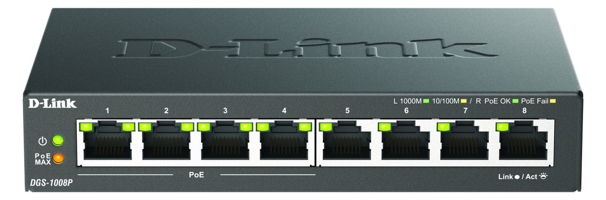D-Link Tischswitch 8x10/100/1000Mbps DGS-1008P/E