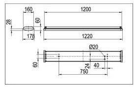 RIDI LED-Wannenleuchte 30W ws Konv WL-R1X115/30ND-P