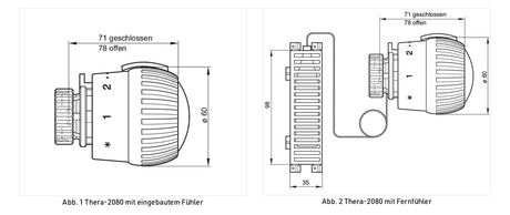 Thermostatregler Thera-2080 FL weiß, 1-28 Grad C, M30x1,5mm
