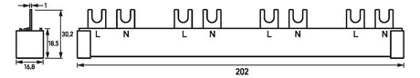 DOEPKE Phasenschiene 1ph 17,5mm 212mm B G12TE-1/N/S-10 10qmm 100A Gabel isol