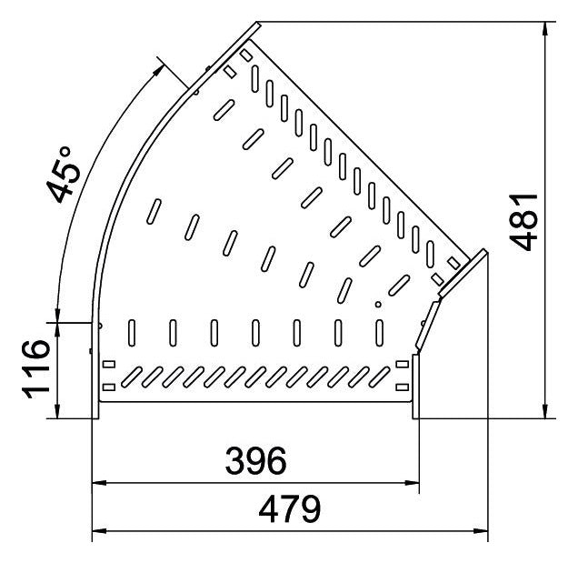 BETTERMANN Bogen_starr 45° ST horiz RB 45 640 FS 60x400mm int.Verb