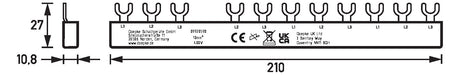 DOEPKE Phasenschiene 3+N 17,5mm 210mm Eurovario EV-S G 3/N.8.120E 10qmm 63A