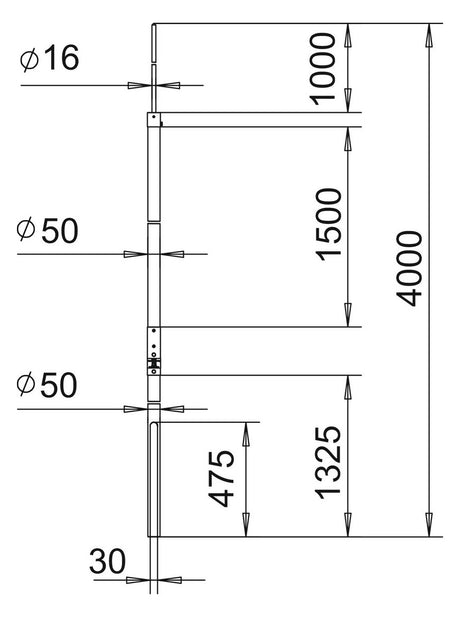BETTERMANN Fangstange 4000mm  50mm unbeh isFang IN-A 4000 Rundleiter Alu/GFK