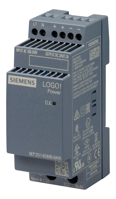 SIEMENS Gleichstromversorgung REG 24V LOGO! 6EP3331-6SB00-0AY0 31,2W 1,3A 2TE
