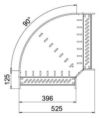 BETTERMANN Bogen_starr 90° horiz RB 90 640 FSK SW 60x400mm int.Verb