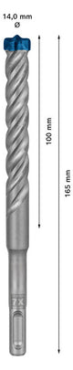 BOSCH-EW Hammerbohrer  14mm SDSplus SDS plus-7X 1pc 100/165mm f.Beton