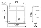 MAICO Wand-Jalousieklappe Kst 578x578mm AS 50  500mm ausblas Mit Einbaurahmen