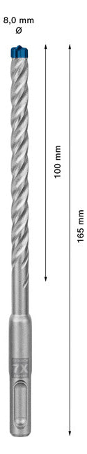 BOSCH-EW Hammerbohrer  8mm SDSplus SDS plus-7X 1pc 100/165mm f.Beton