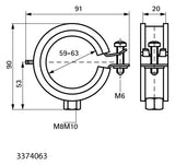 Walraven Rohrschelle BISMAT Flash ev 57-63 mm EPDM M8/M10 Schnellverschluss | 3374063