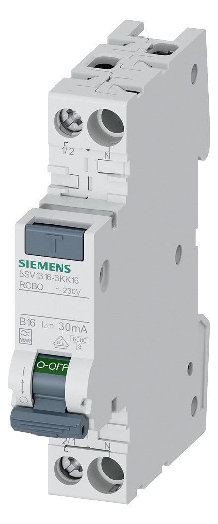 SIEMENS FI/LS-Schutzschalter B16 1p+N F 5SV1316-3KK16 0,03A 6kA 1TE 1p 250V