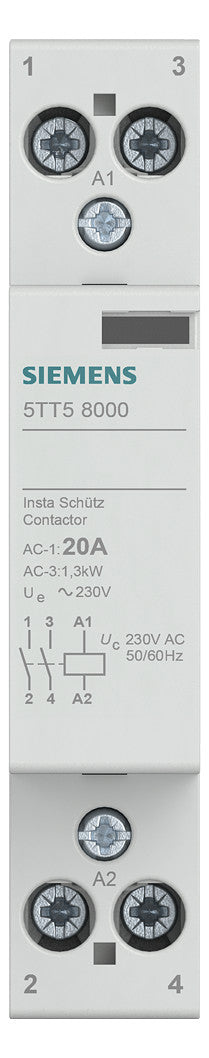 SIEMENS Installationsschütz 20A 230V/AC 5TT5800-0 230V/AC 2S 1000W/AGL 1TE