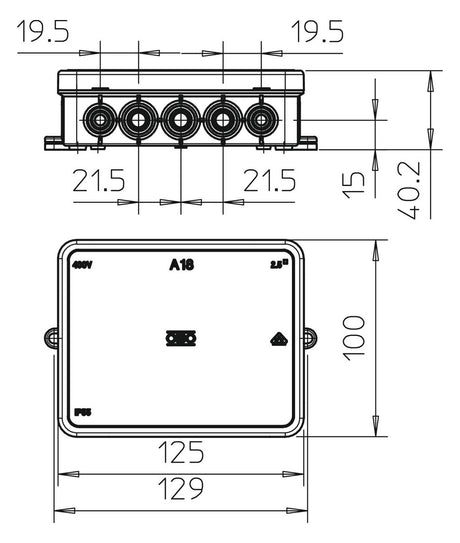 BETTERMANN Abzweigdose IP55 2,5qmm Kst A 18 125x100x40mm rechteck Wand/Decke