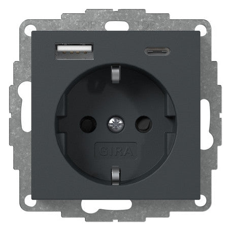 GIRA Steckdose 1f anth mt 1USB-A 1USB-C System 55 245928 UP m.BS IP20