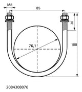 Walraven Rundstahlbügel ev 2 1/2 Zoll 76,1 mm M8 inkl. 2x Muttern/U-Scheiben | 2084308076