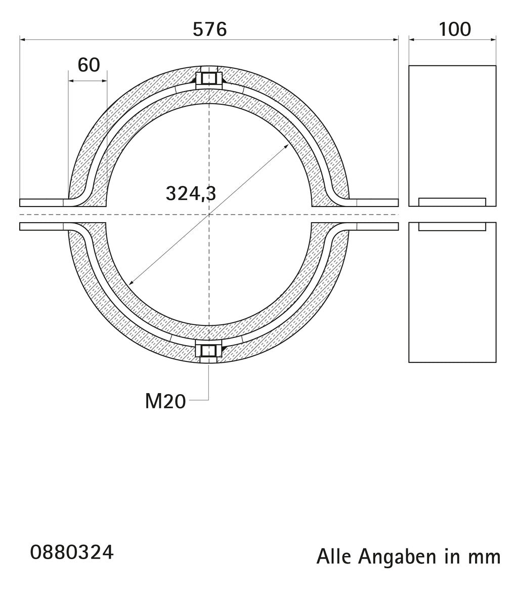 Walraven Kälteschelle BISOFIX 88 PUR 324,3 mm Gewinde: M20 -50/+105 C | 0880324