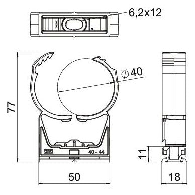 BETTERMANN Rohrschelle  39-44mm kompl PA proQuick PQ-40 LGR geschl Kst anreihb