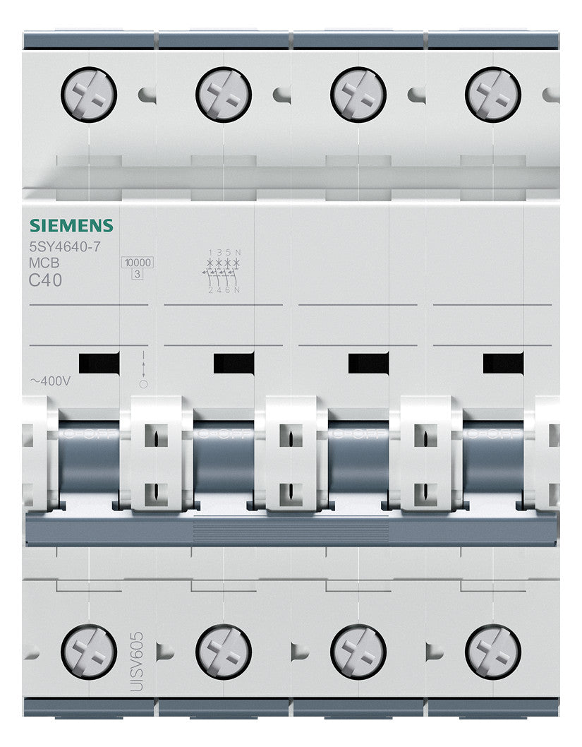 SIEMENS Leitungsschutzschalter UC C 40A 5SY4640-7 3+N 400V 4TE 50Hz IP20
