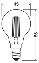 LEDVANCE LED-Lampe FM E14 3,8W 2700K ws LED Clas P 60 Filament EEC A S 3.8W 806l