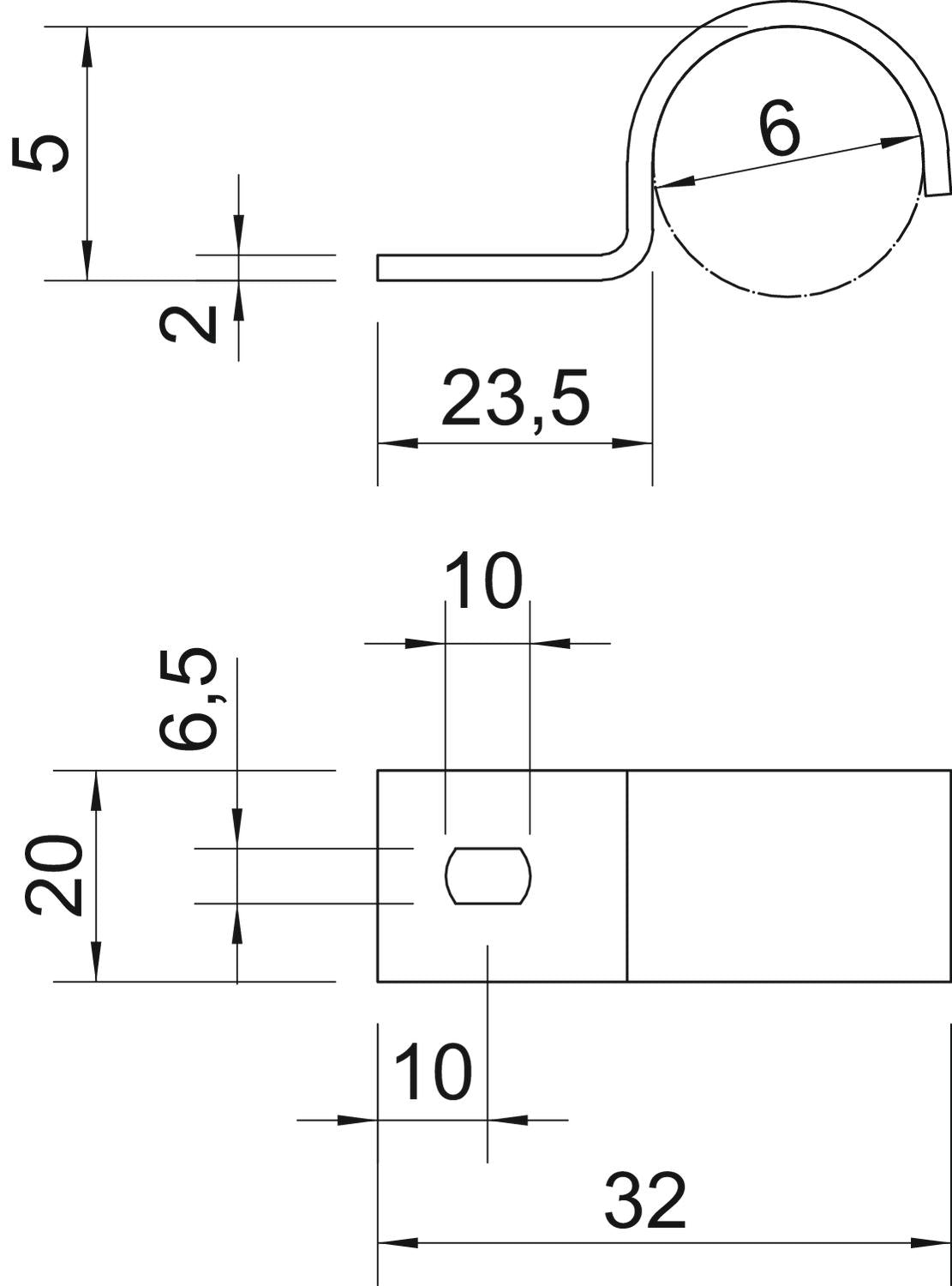 BETTERMANN Befestigungsschelle 1f 6mm 822 6 A4 einlappig VA hfr