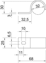 BETTERMANN Befestigungsschelle 1f 32mm 822 32 A4 einlappig VA hfr