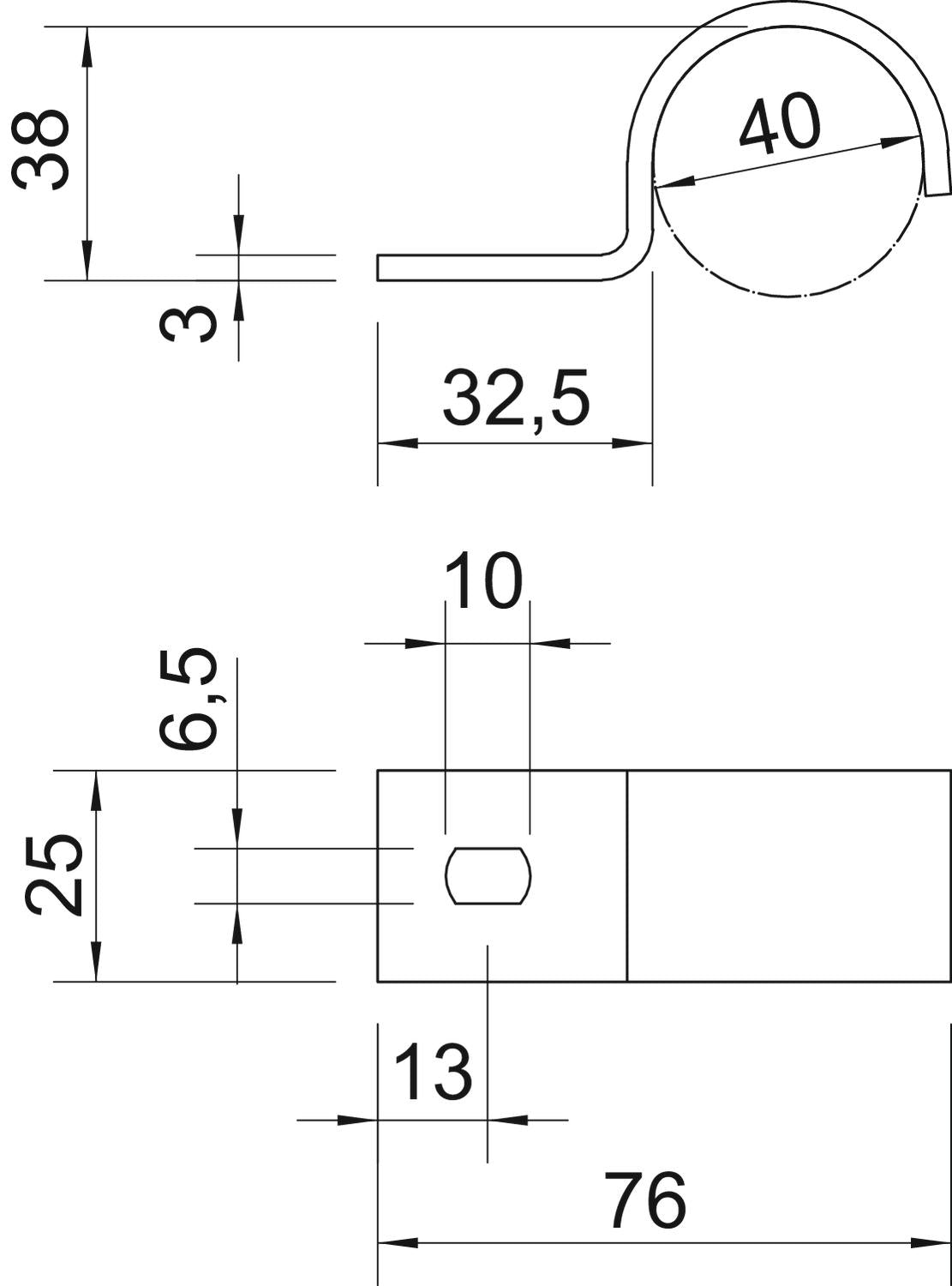 BETTERMANN Befestigungsschelle 1f 40mm 822 40 A4 einlappig VA hfr