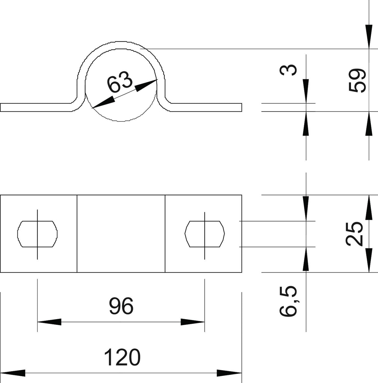 BETTERMANN Befestigungsschelle 1f 63mm 823 63 FT zweilappig ST hfr