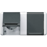 JUNG Steckdose 2f gr glz AP Klappd IP44 WG 800 8220-1 W horiz