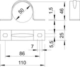 BETTERMANN Befestigungsschelle 1f 50mm 605 50 ALU zweilappig alu hfr
