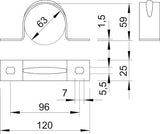 BETTERMANN Befestigungsschelle 1f 63mm 605 63 ALU zweilappig alu hfr