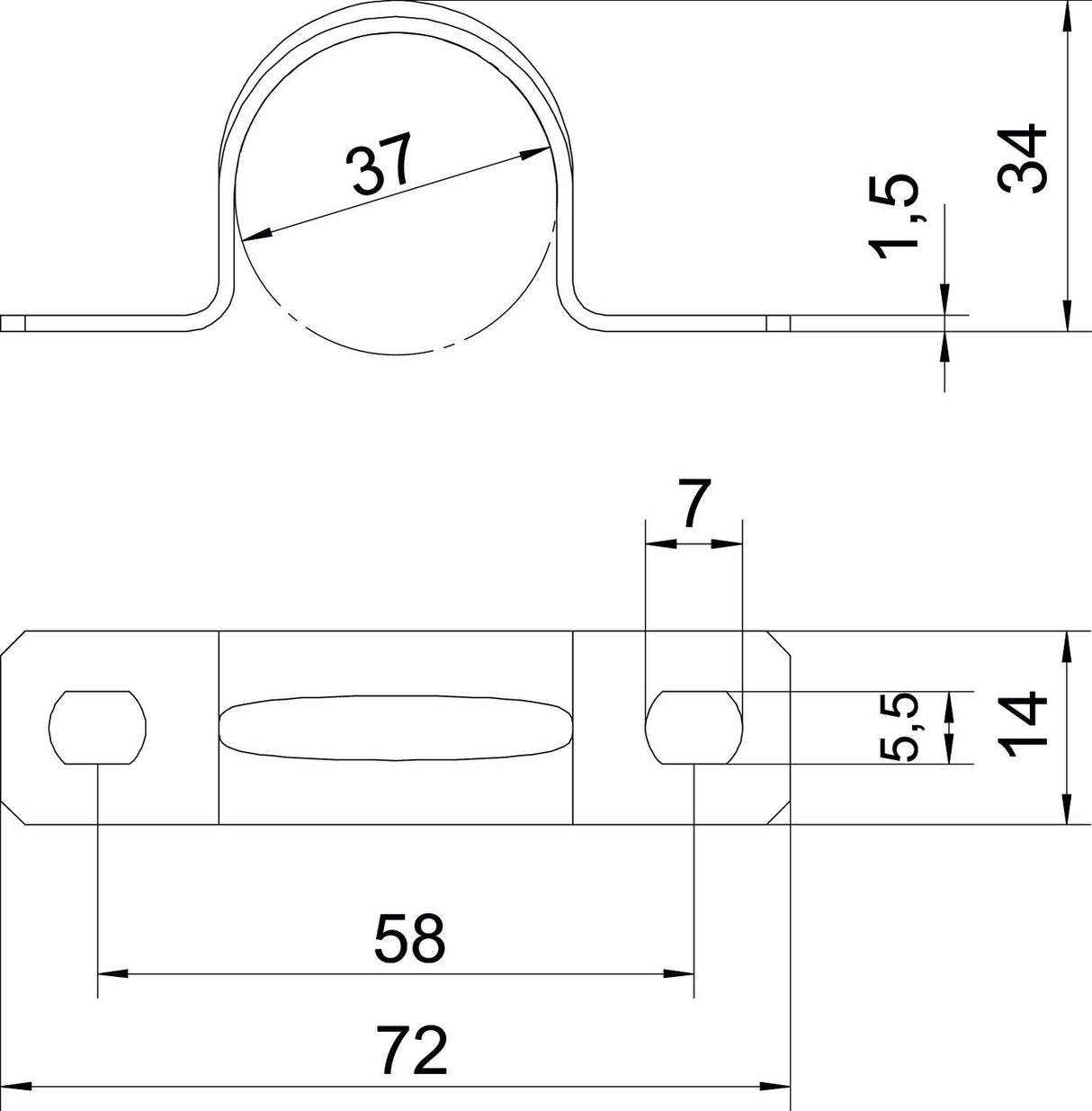 BETTERMANN Befestigungsschelle 1f 37mm 605 37 G zweilappig ST