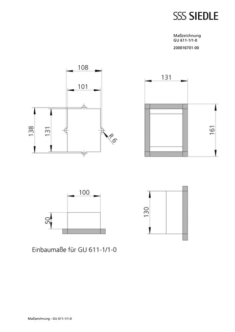 Gehäuse 1f UP                                     gr Kst 100x132x50mm
