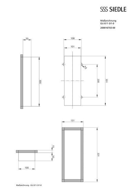 Gehäuse 3f UP                                     gr Kst 100x300x50mm