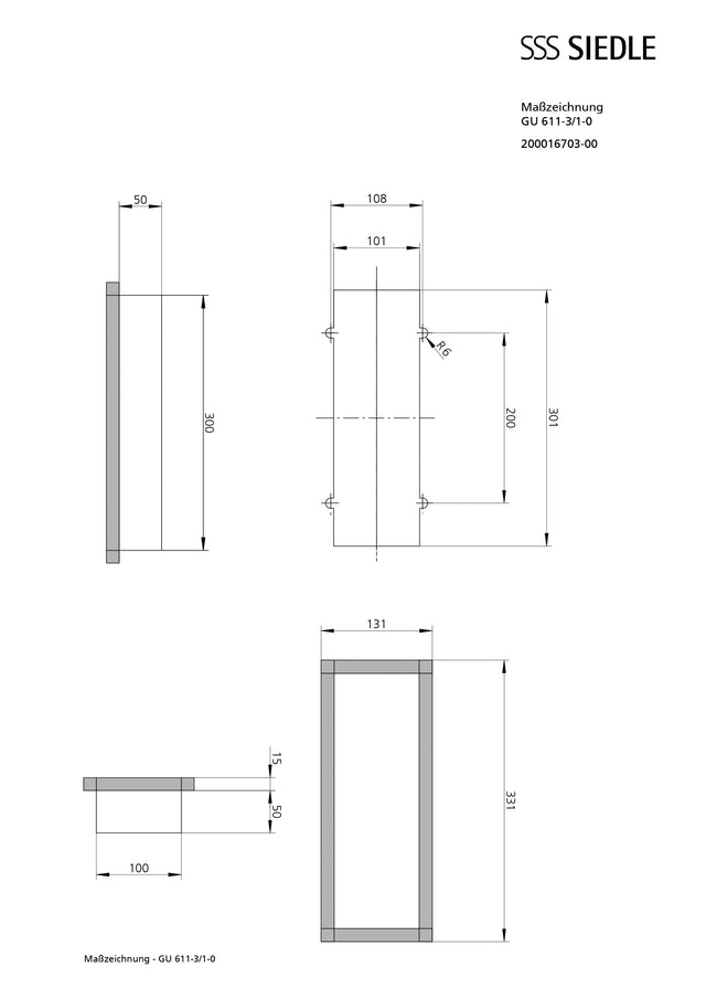 Gehäuse 3f UP                                     gr Kst 100x300x50mm