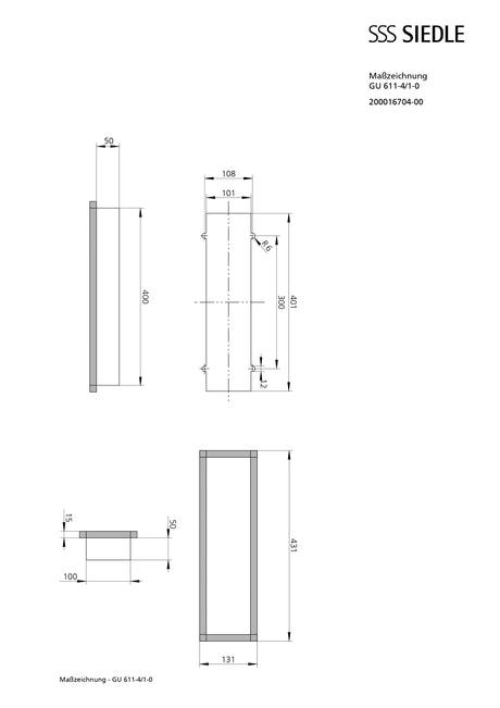 Gehäuse 4f UP                                     gr Kst 100x400x50mm
