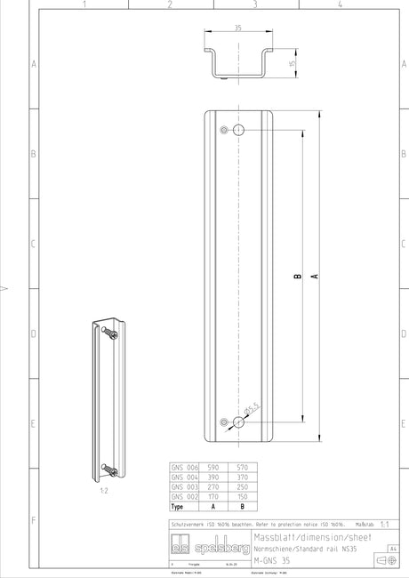 Tragschiene ST g/vz                               L270mm Rundl 35/15mm