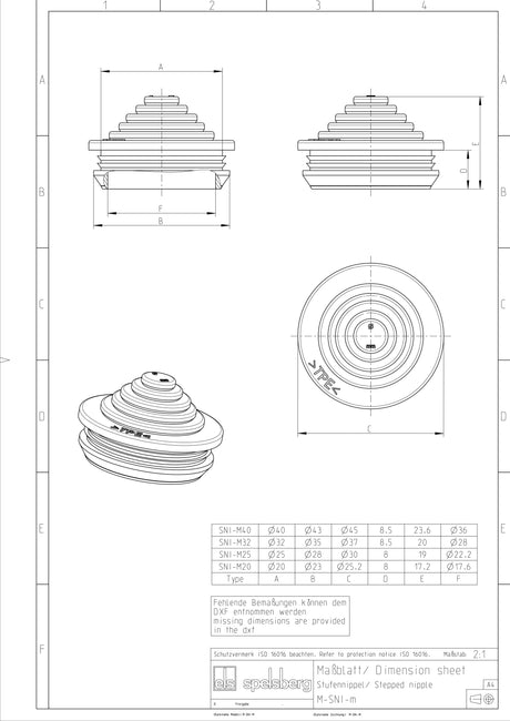 Kabeleinsteckstutzen IP55                         Ø40mm 13-34mm lgr hfr