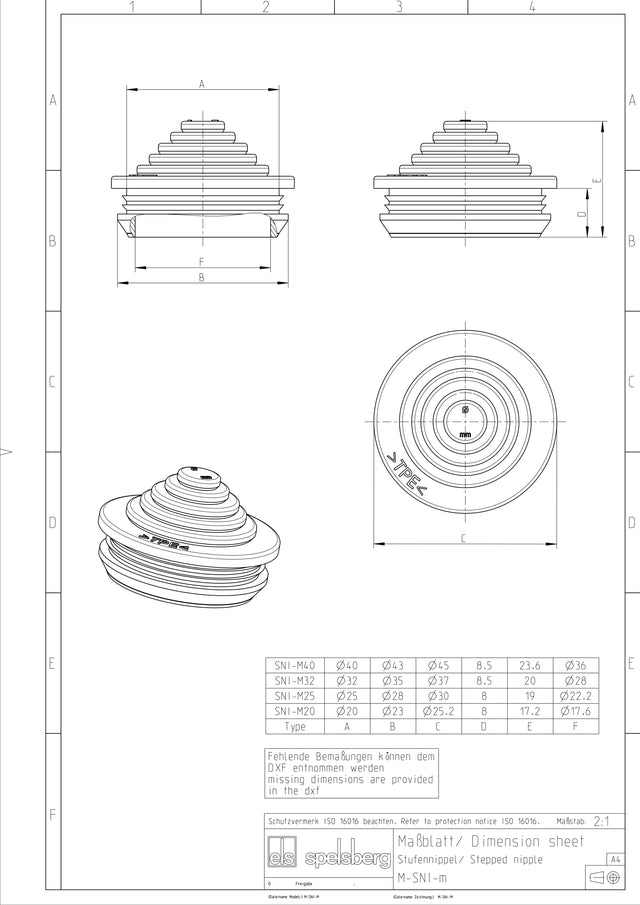 Kabeleinsteckstutzen IP55                         Ø40mm 13-34mm lgr hfr