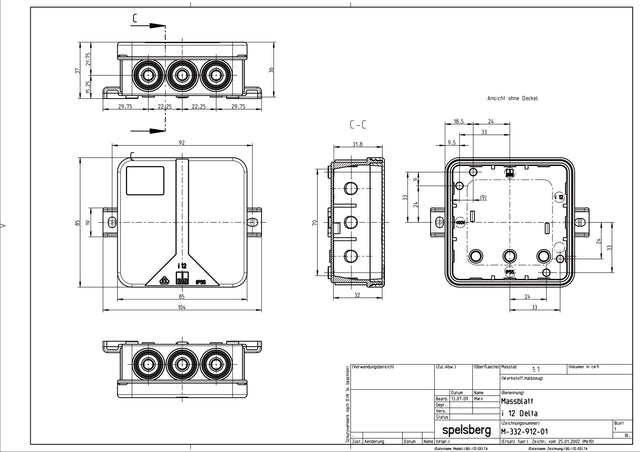 Abzweigdose IP55 2,5qmm                           85x85x37mm rt Kst