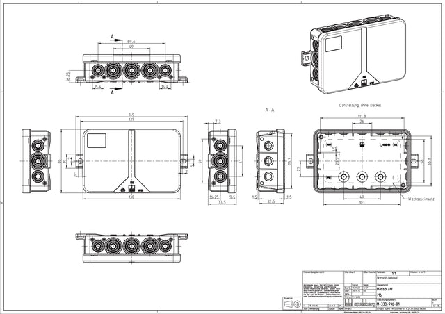 Abzweigdose IP55 2,5qmm                           85x130x37mm gr Kst
