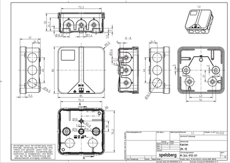 Abzweigdose IP55 2,5qmm                           85x85x37mm gr Kst