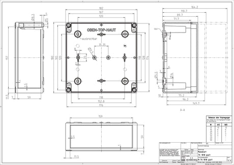 Abzweigdose IP66                                  180x182x90mm gr Kst