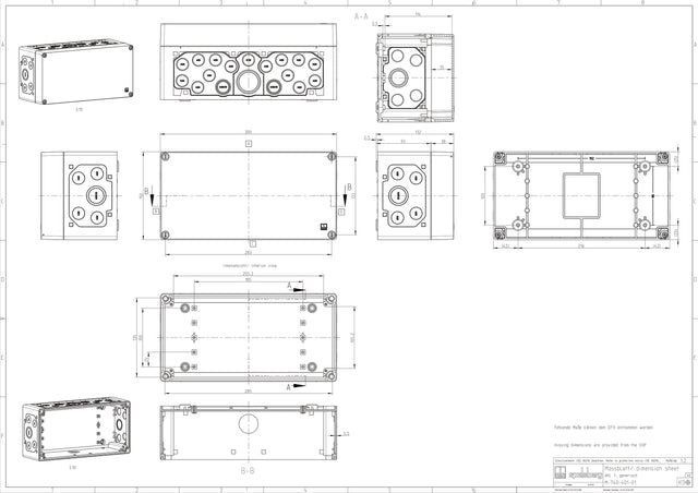Abzweigdose IP65                                  150x300x132mm gr Kst