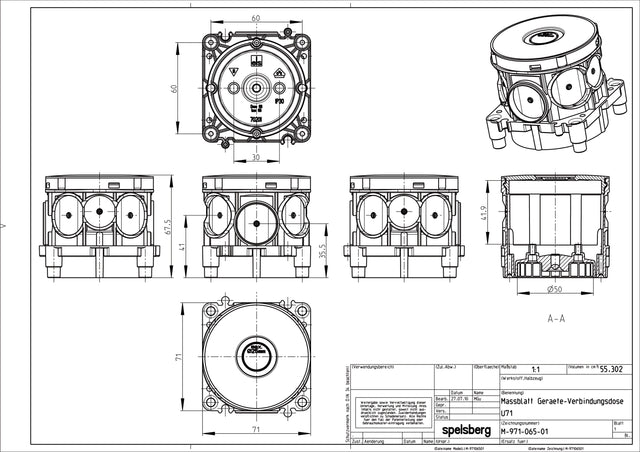 Verbindungsdose Beton luf                         71x71x68mm Kst