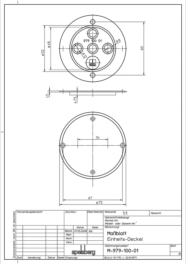 Schraubdeckel Kst hfr                             Ø75mm Schraubdeckel