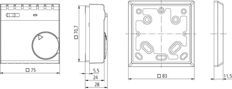 Raumthermostat                                    230V 10A Öffner IP30