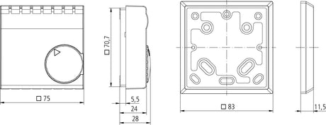 Raumthermostat                                    230V 10A Öffner IP30